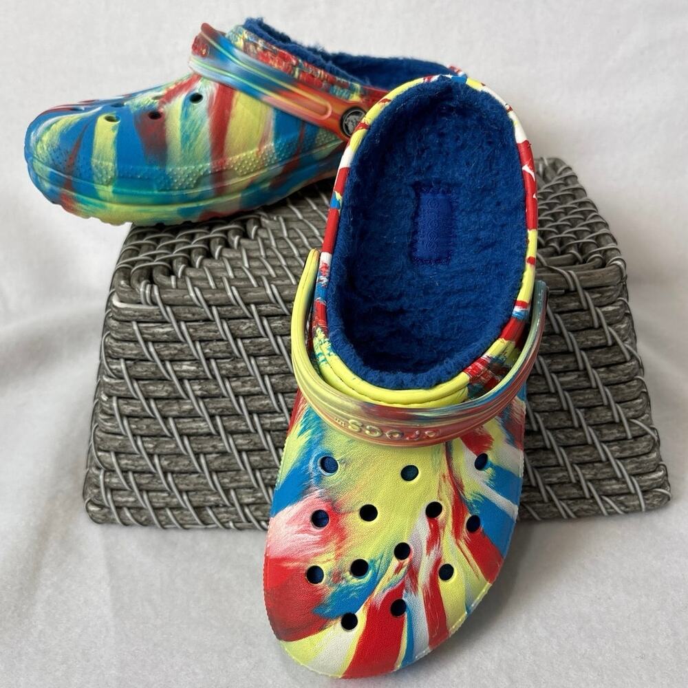 Crocs Classic Lined Marble Tie Dyed Clogs Size J4